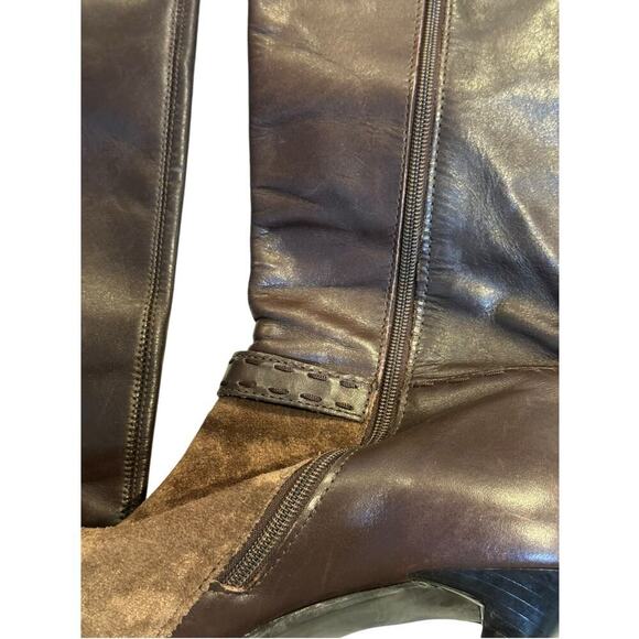 Franco Sarto Brown Leather Heels Pointed Toe Tall Holstein Boots Size 8.5 - Picture 4 of 7